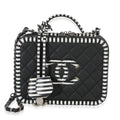 Black Quilted Caviar Striped Medium CC Filigree Vanity Case