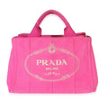 Dark Pink Canvas White Logo Small Canapa Tote