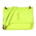 Yellow Crinkled Calfskin Matelasse Baby Niki Chain Satchel