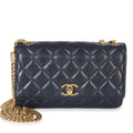 Blue Quilted Lambskin All Slide Long Wallet On Chain