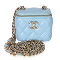 Blue Quilted Lambskin Coco Chain Mini Vanity Case