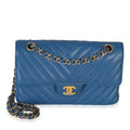 Blue Chevron Lambskin Small Classic Double Flap Bag