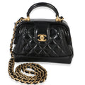 Black Quilted Shiny Lambskin Nano Cocodoc Clutch With Chain