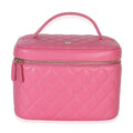 Pink Quilted Caviar Large Top Handle Vanity Case