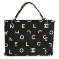 Vintage Black White Quilted Canvas Logo Tote