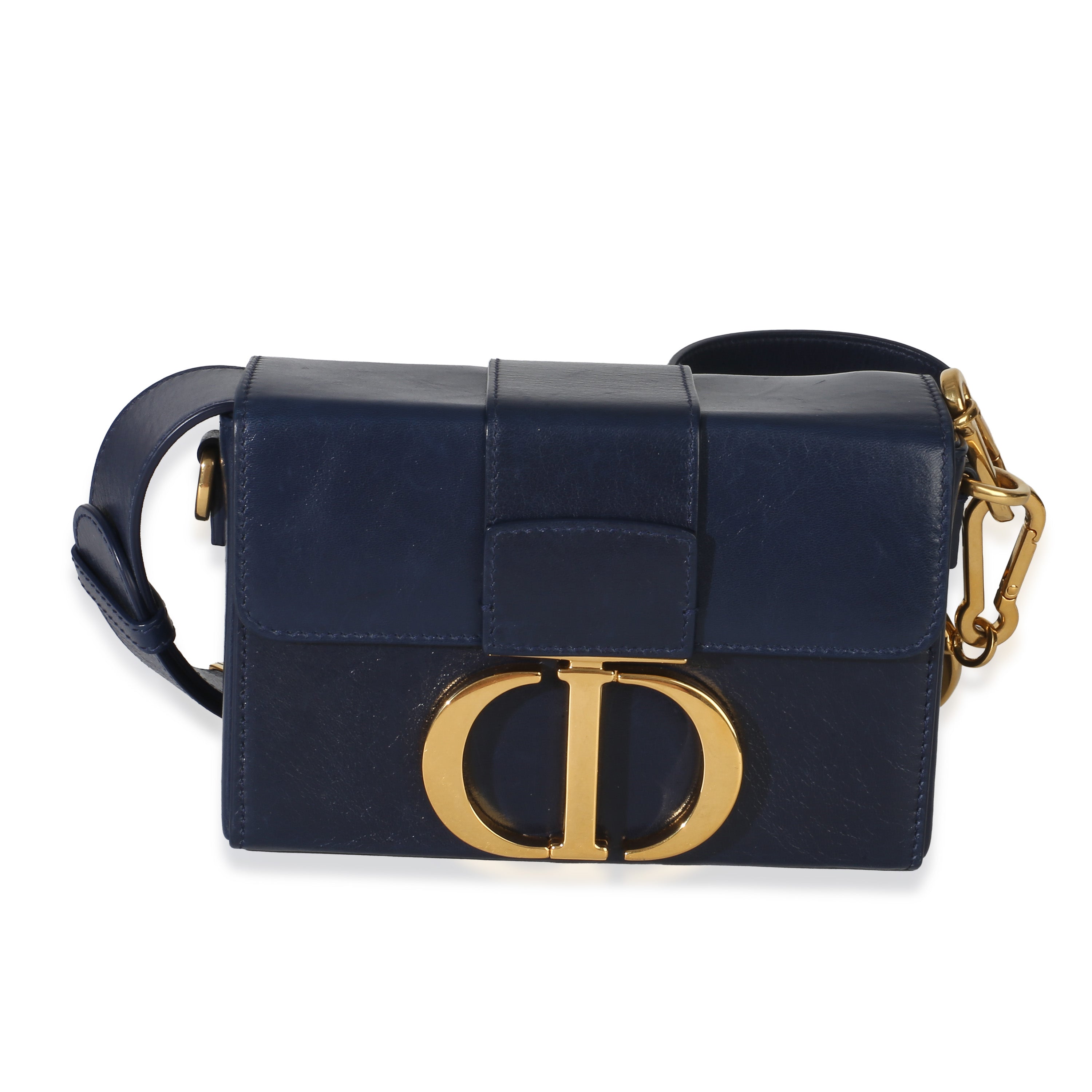 Navy Calfskin 30 Montaigne Box Bag