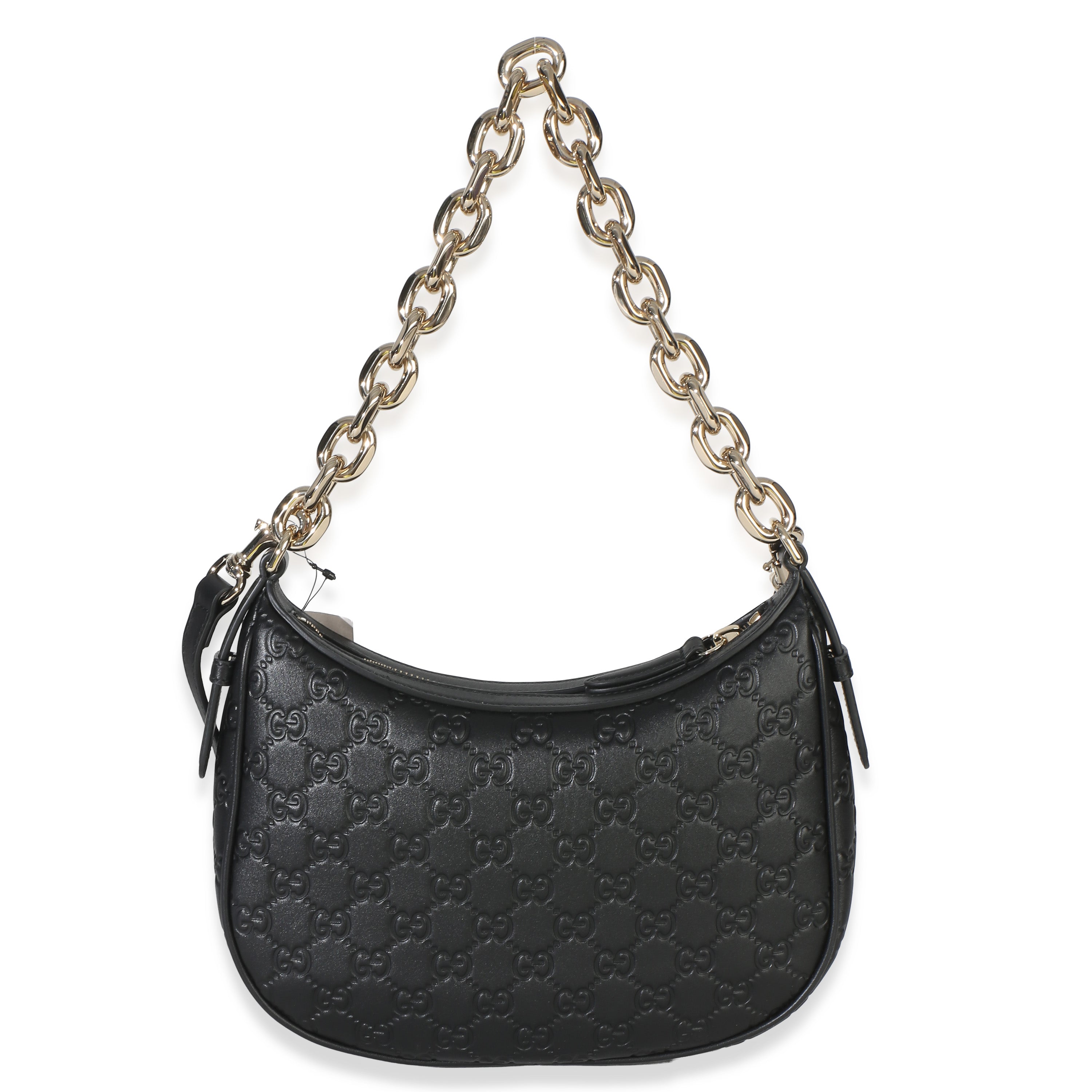 Black Embossed Calfskin GG Arabella Half Moon Shoulder Bag