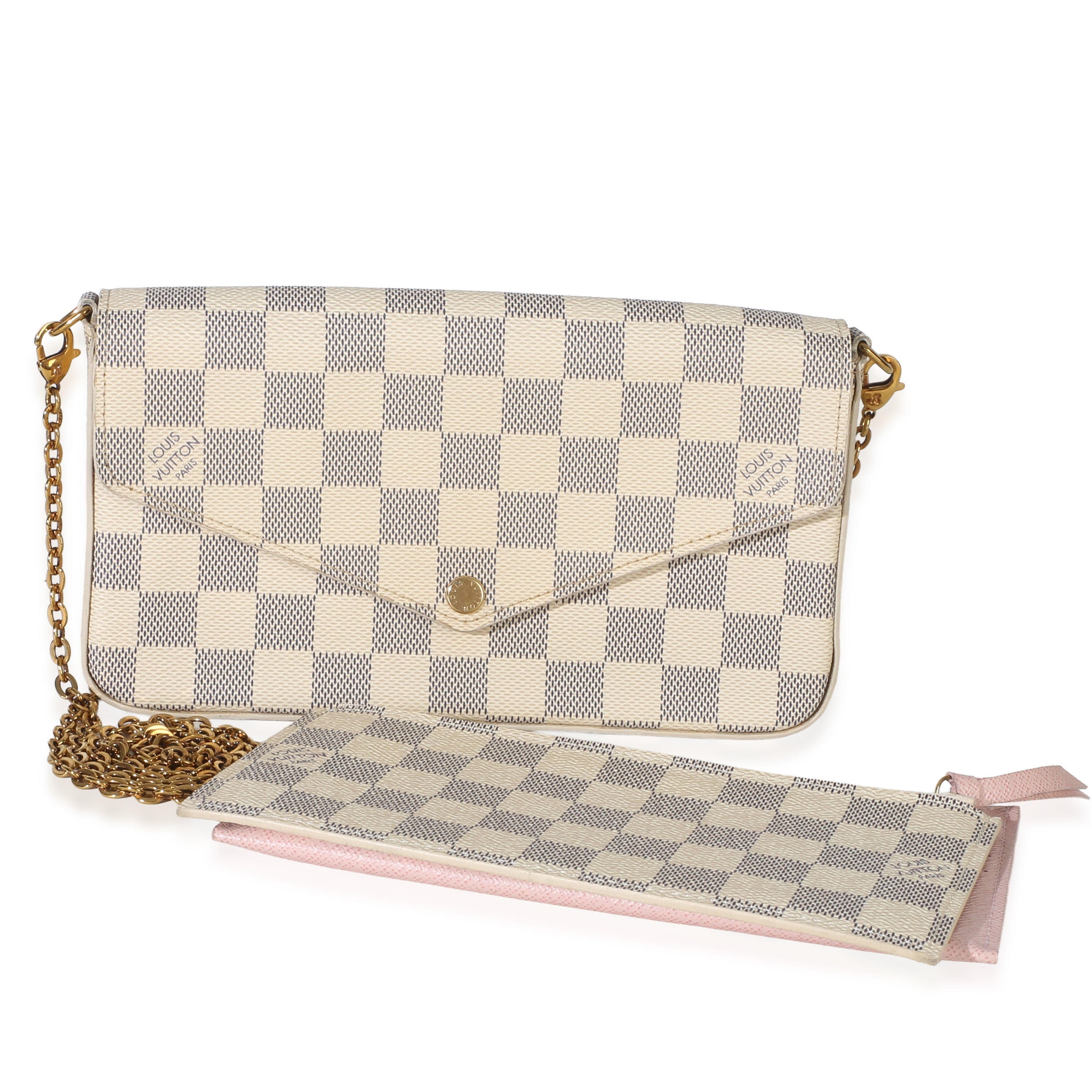 Rose Ballerine Damier Azur Canvas Felicie Pochette