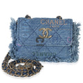 Blue Quilted Denim Denim Mood Clutch With Chain