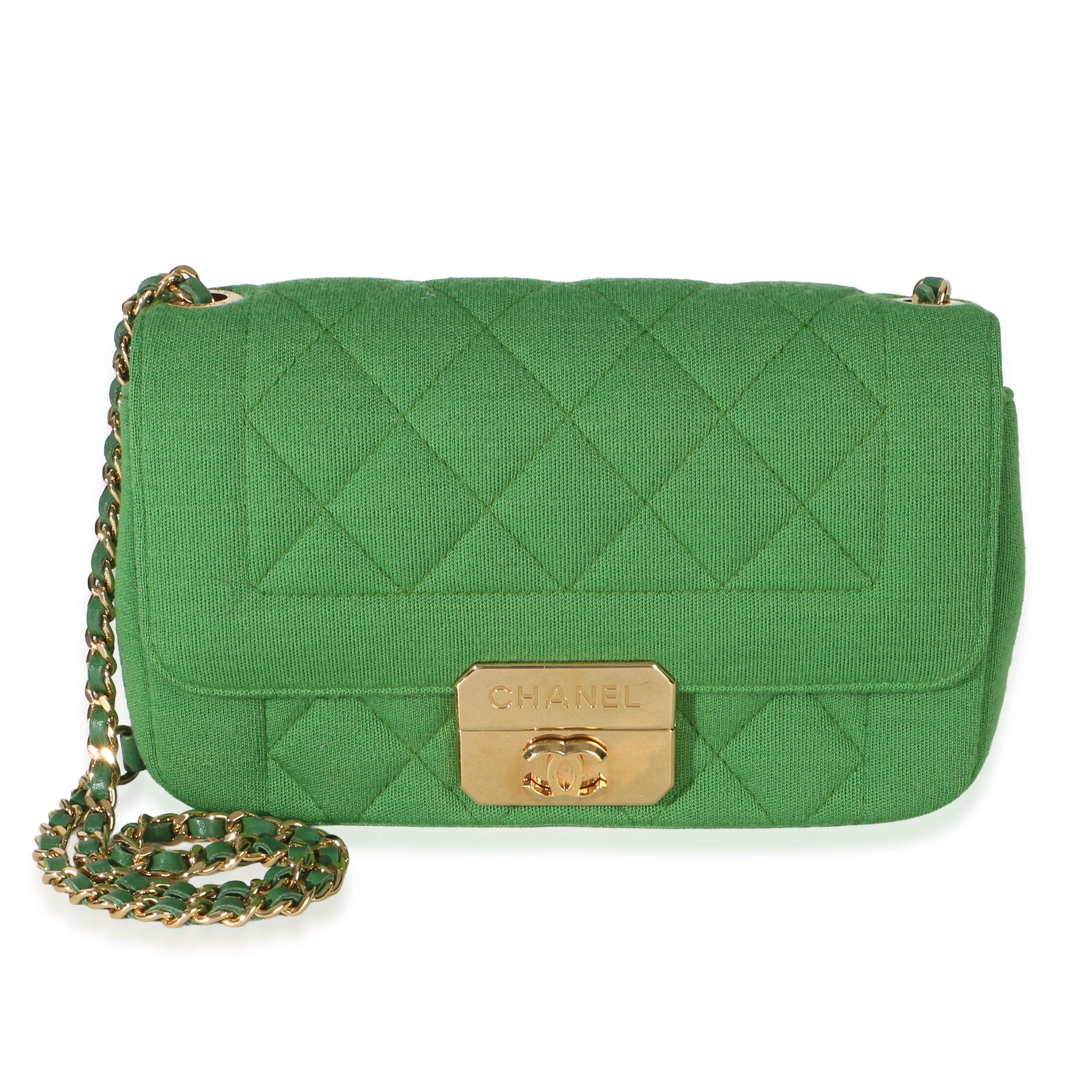 Green Quilted Jersey Chic With Me Mini Flap Bag
