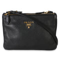 Black Vitello Phenix Double Zip Crossbody Bag
