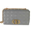 Grey Supple Calfskin Cannage Medium Caro Chain Bag