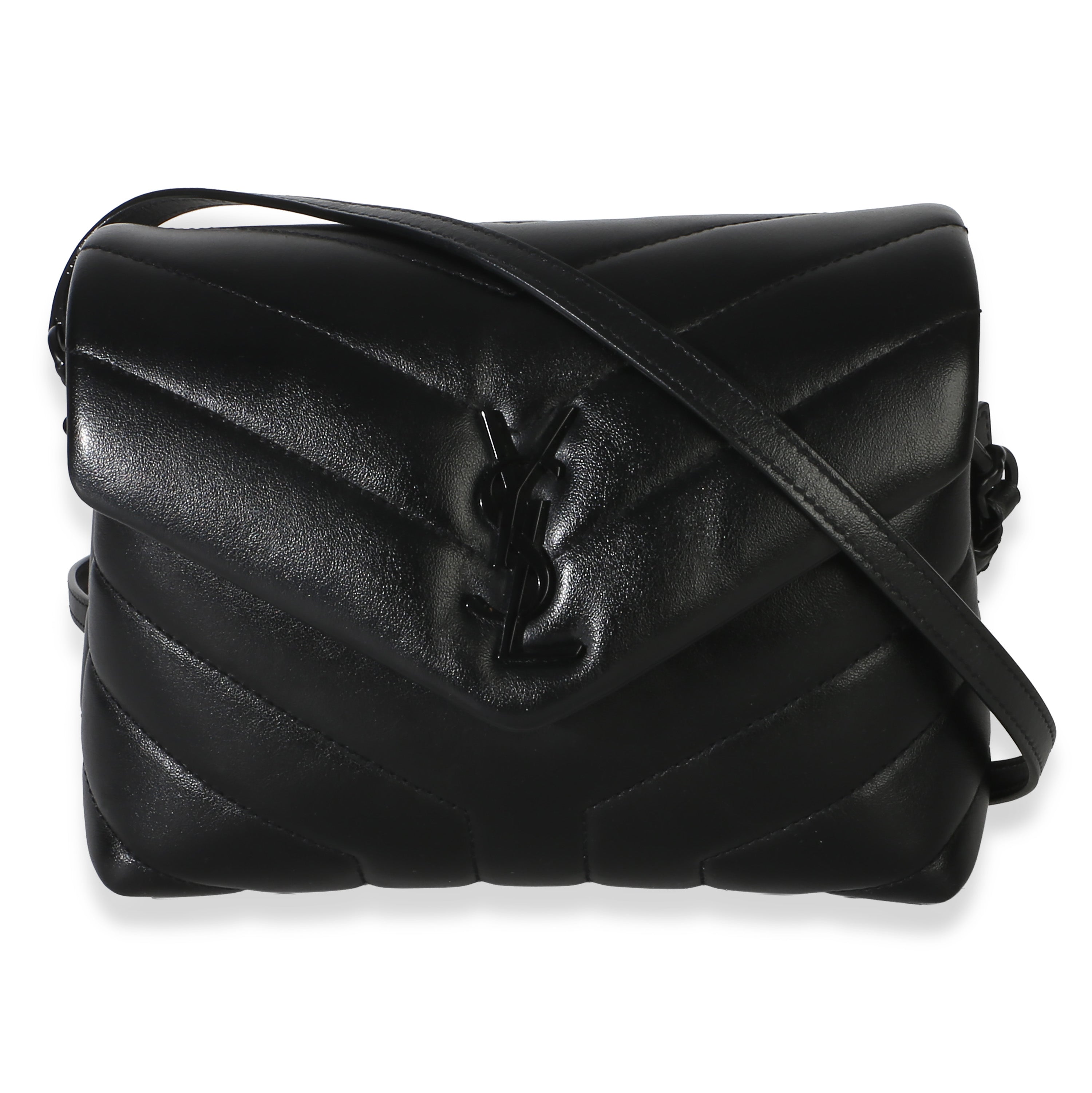 Black Monochrome Calfskin Y Quilted Toy Loulou Crossbody