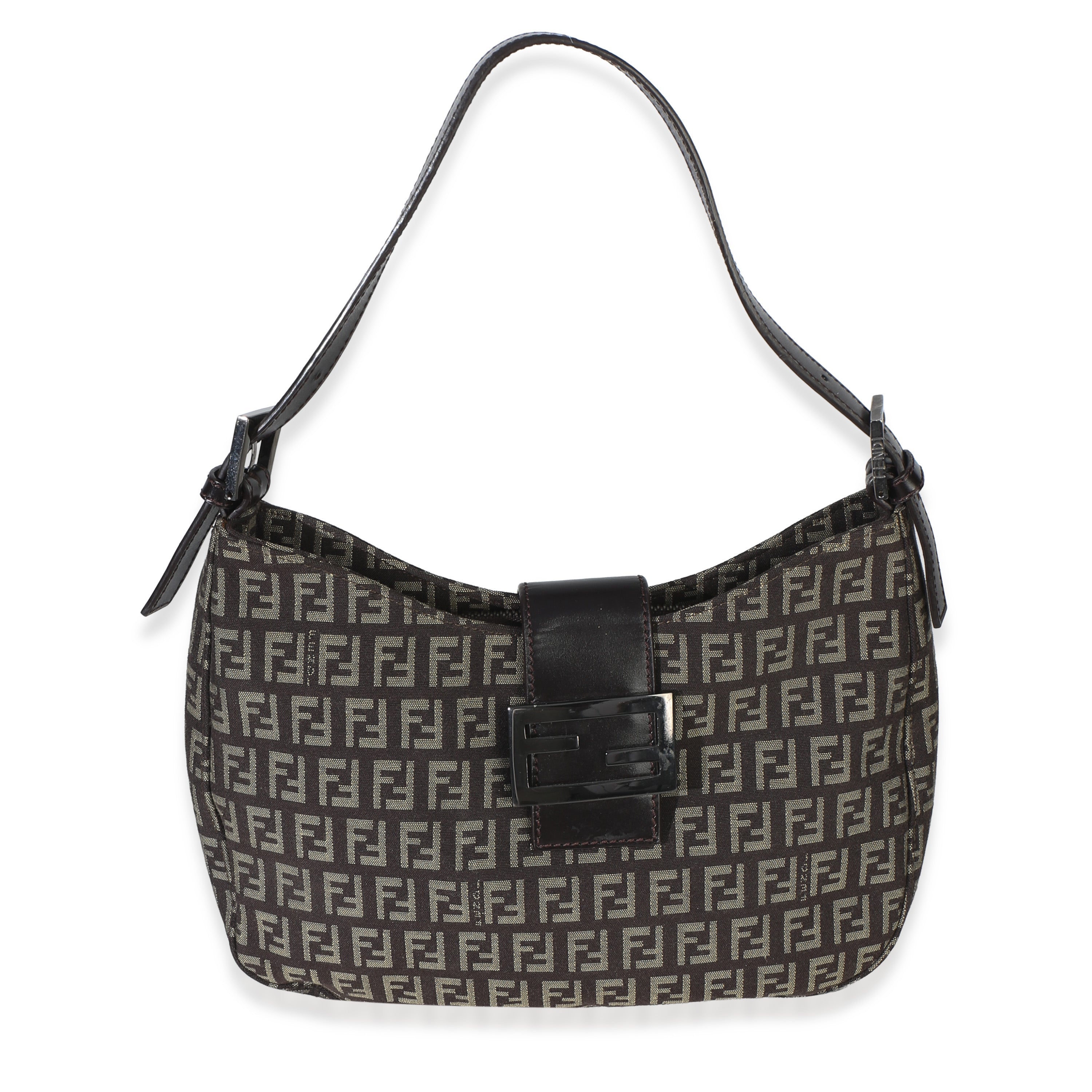 Vintage Dark Brown Zucchino Canvas Vitello Hobo