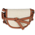 Beige Calfskin Jacquard Anagram Mini Dual Gate Bag
