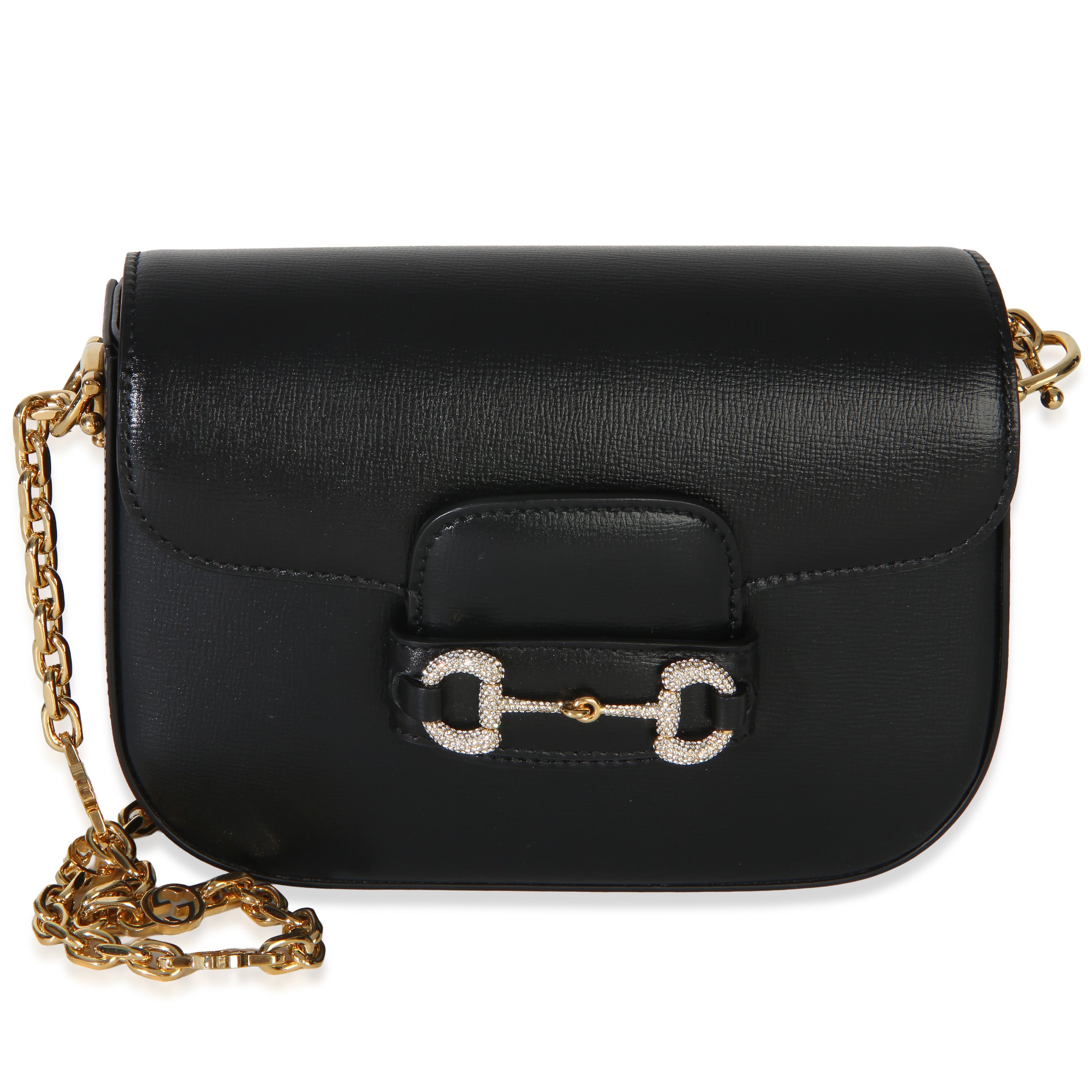 Black Azalea Calfskin Mini Crystal Horsebit 1955 Shoulder Bag