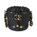 Black Quilted Lambskin Micro Bucket Bag