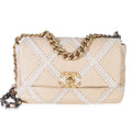Beige Calfskin Crochet Medium Chanel 19 Flap Bag