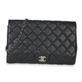 Black Quilted Caviar Clutch On Chain