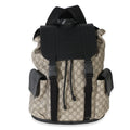 Beige Black GG Supreme Canvas Double Buckle Backpack