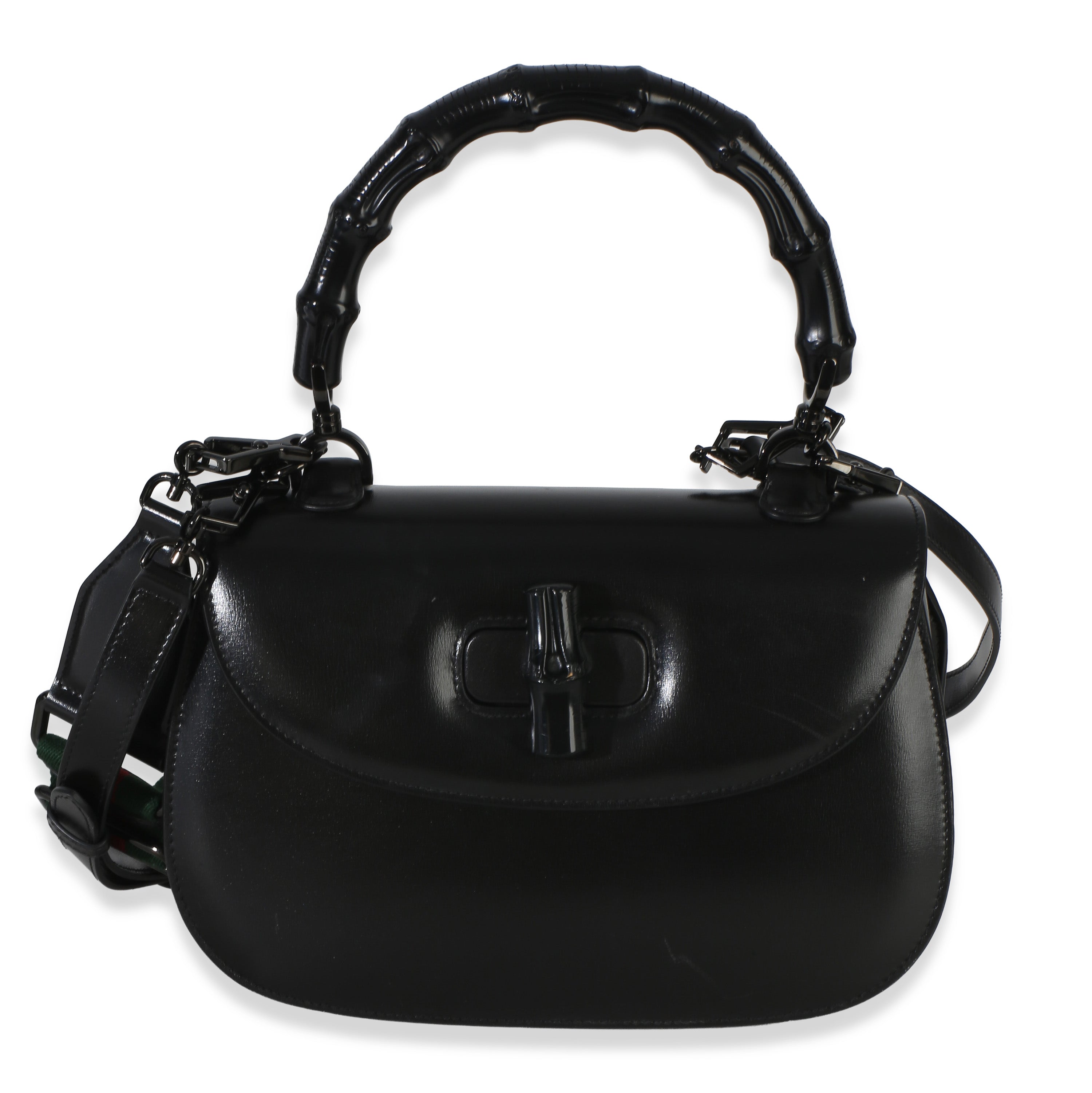 Black Monochrome Boarded Dyana Lux Medium Bamboo 1947 Top Handle Bag
