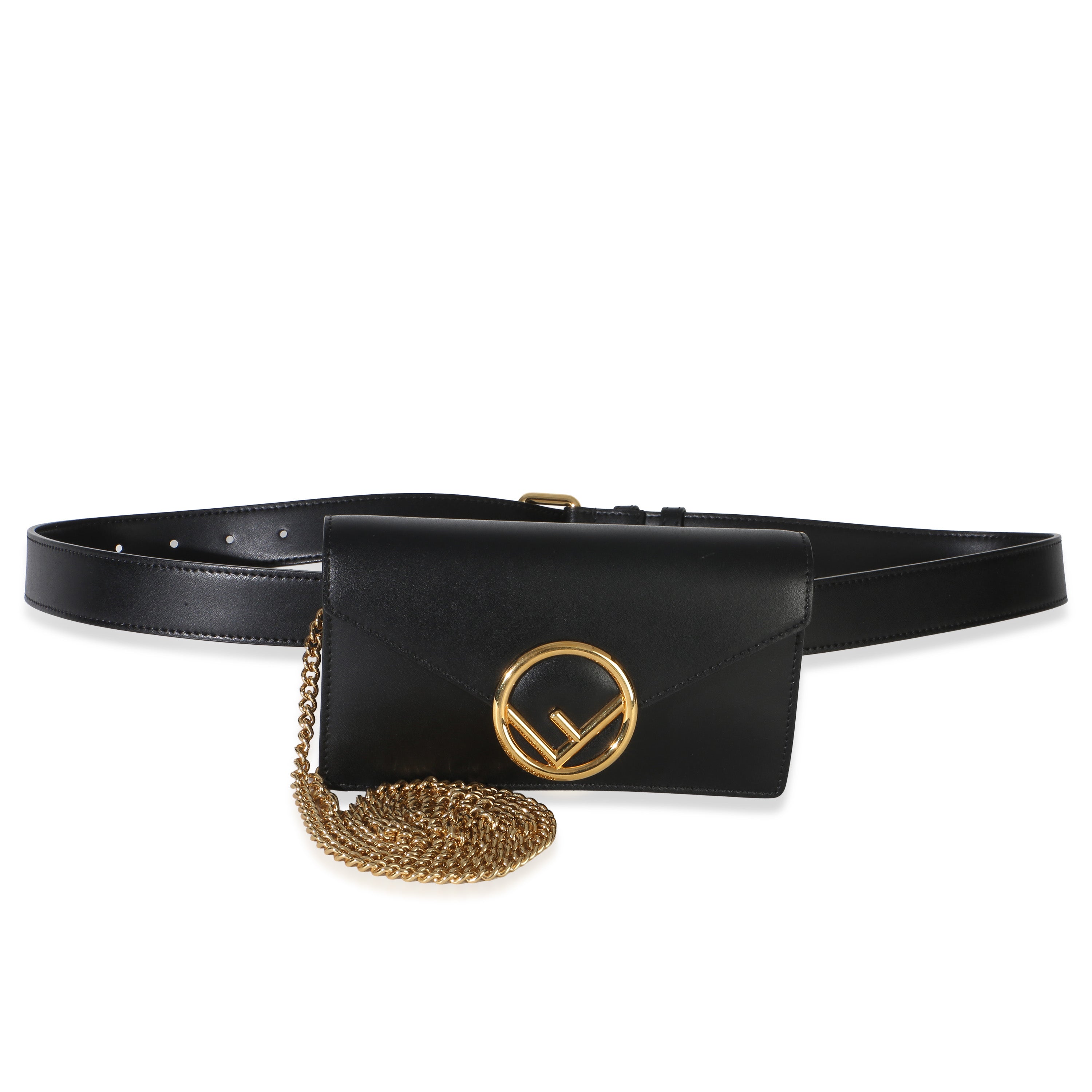 Black Vitello Liberty F is Fendi Belt Bag With Chain