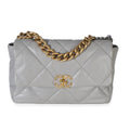 Grey Quilted Lambskin Large Chanel 19 Flap Bag