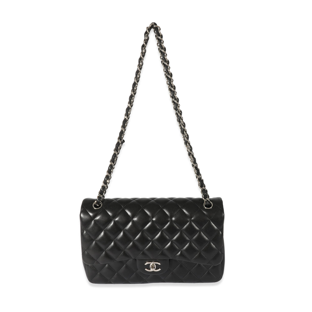 Black Quilted Lambskin Jumbo Classic Double Flap Bag