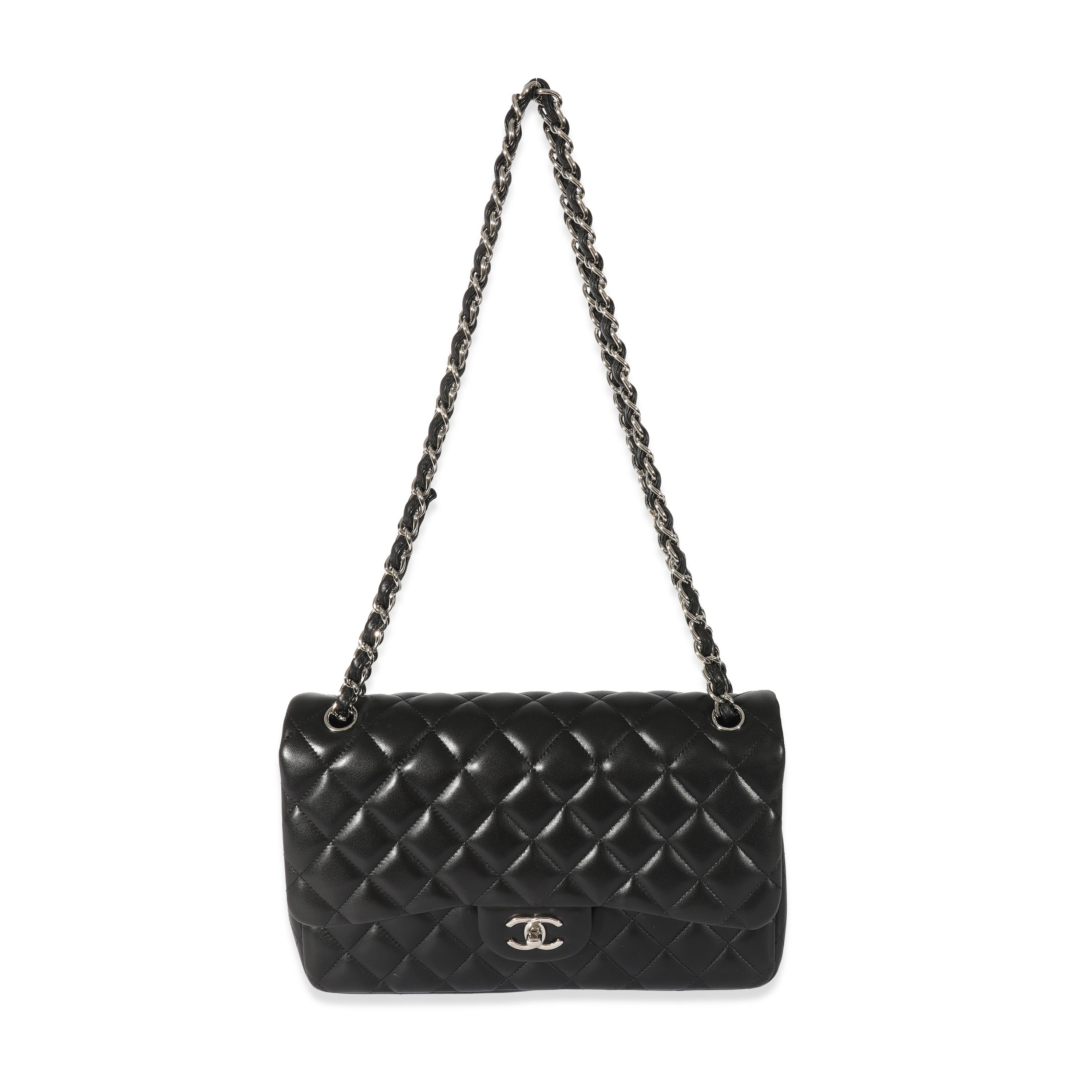 Black Quilted Lambskin Jumbo Classic Double Flap Bag