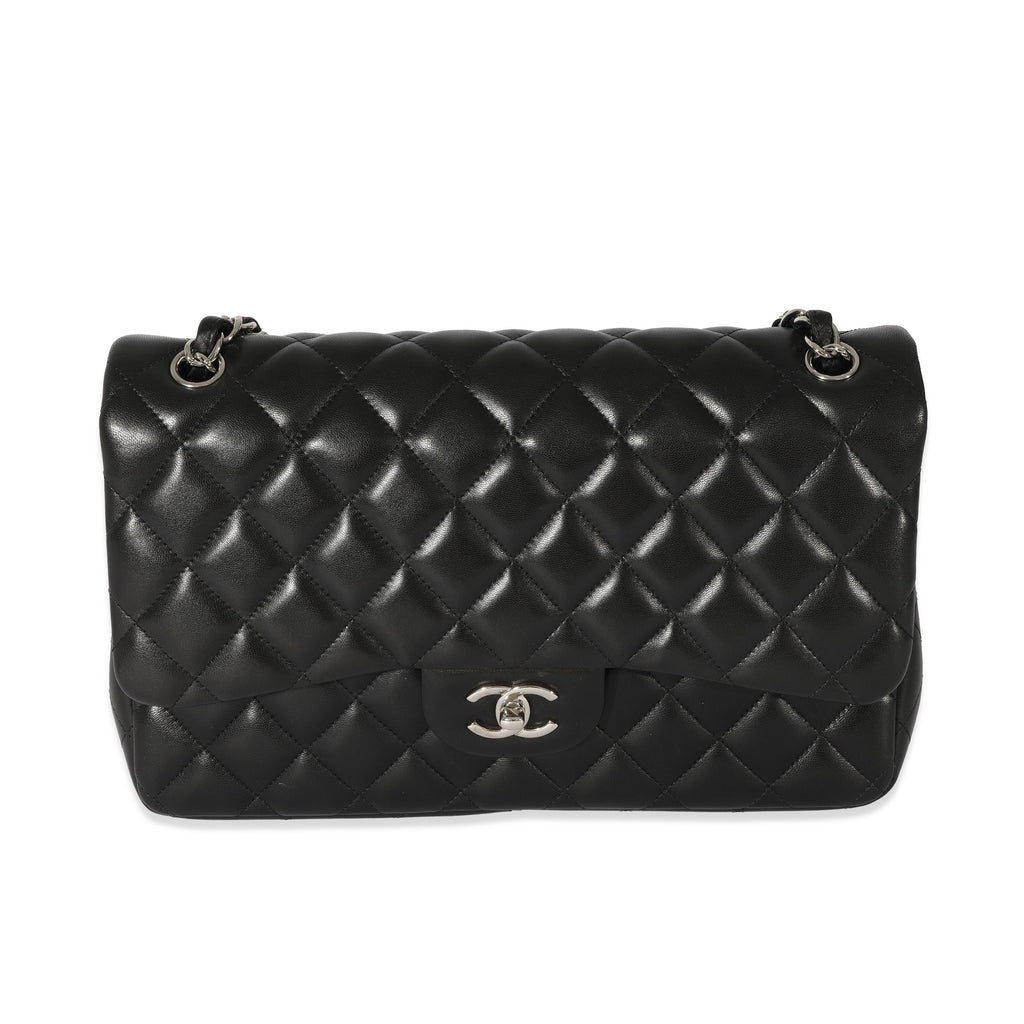 Black Quilted Lambskin Jumbo Classic Double Flap Bag