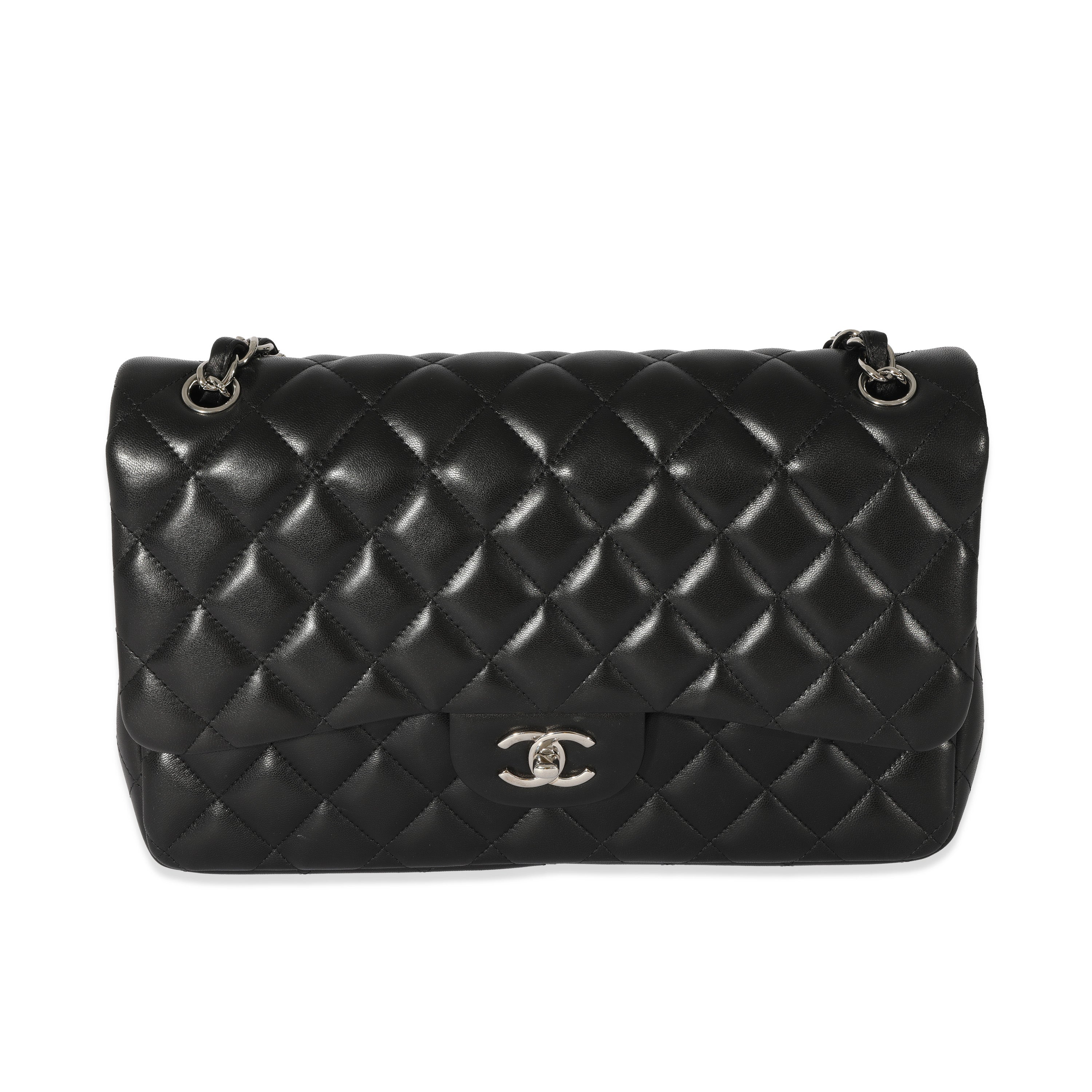 Black Quilted Lambskin Jumbo Classic Double Flap Bag