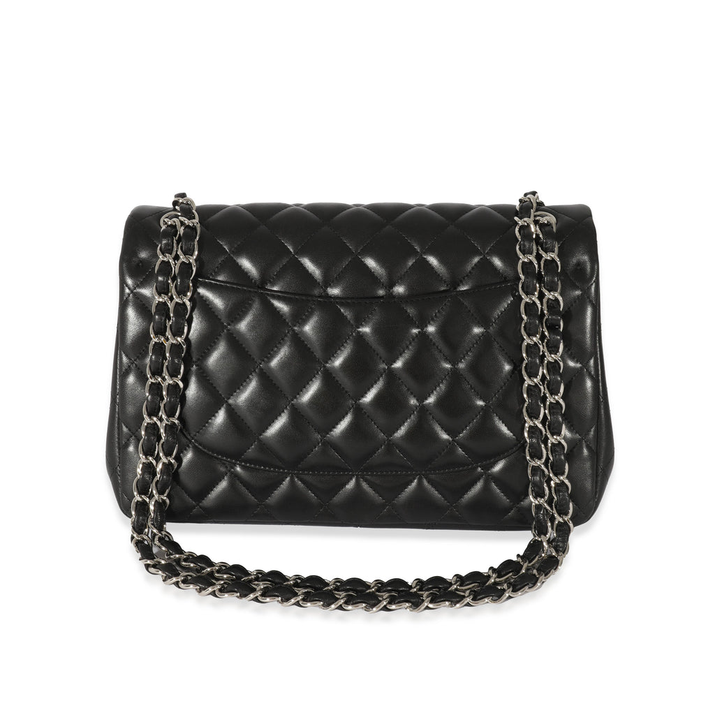 Black Quilted Lambskin Jumbo Classic Double Flap Bag