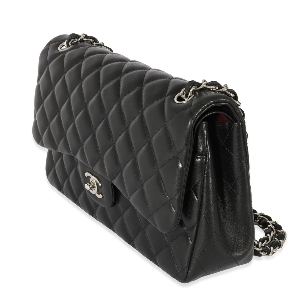 Black Quilted Lambskin Jumbo Classic Double Flap Bag