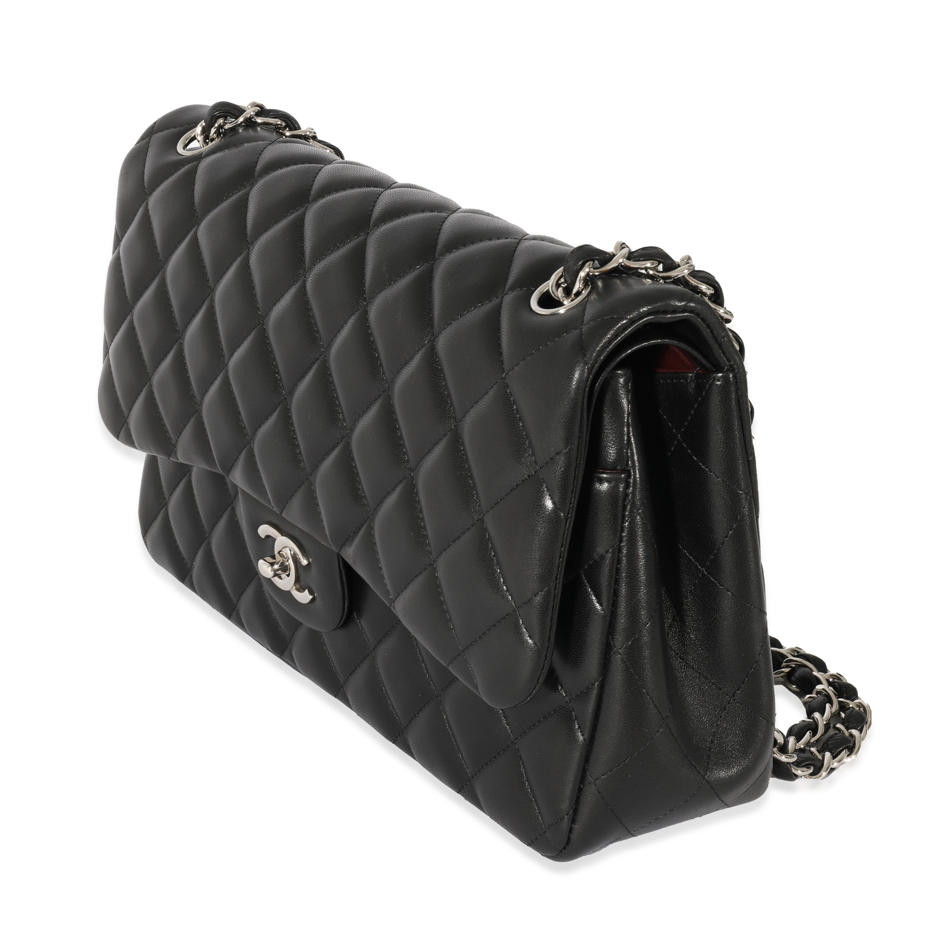 Black Quilted Lambskin Jumbo Classic Double Flap Bag