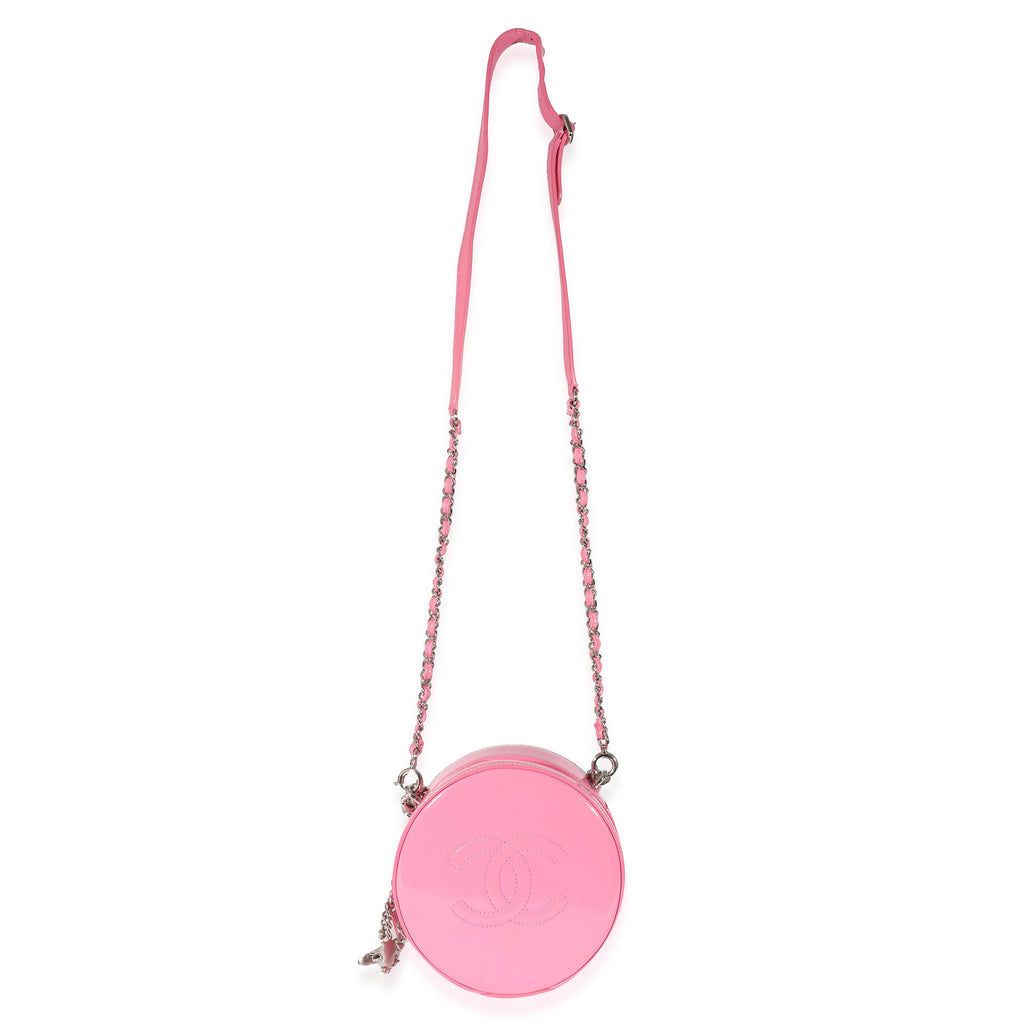 Pink Glazed Calfskin Round As Earth Bag