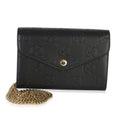 Black Calfskin GG Debossed Chain Wallet