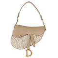 Tan Calfskin Oblique Saddle Bag