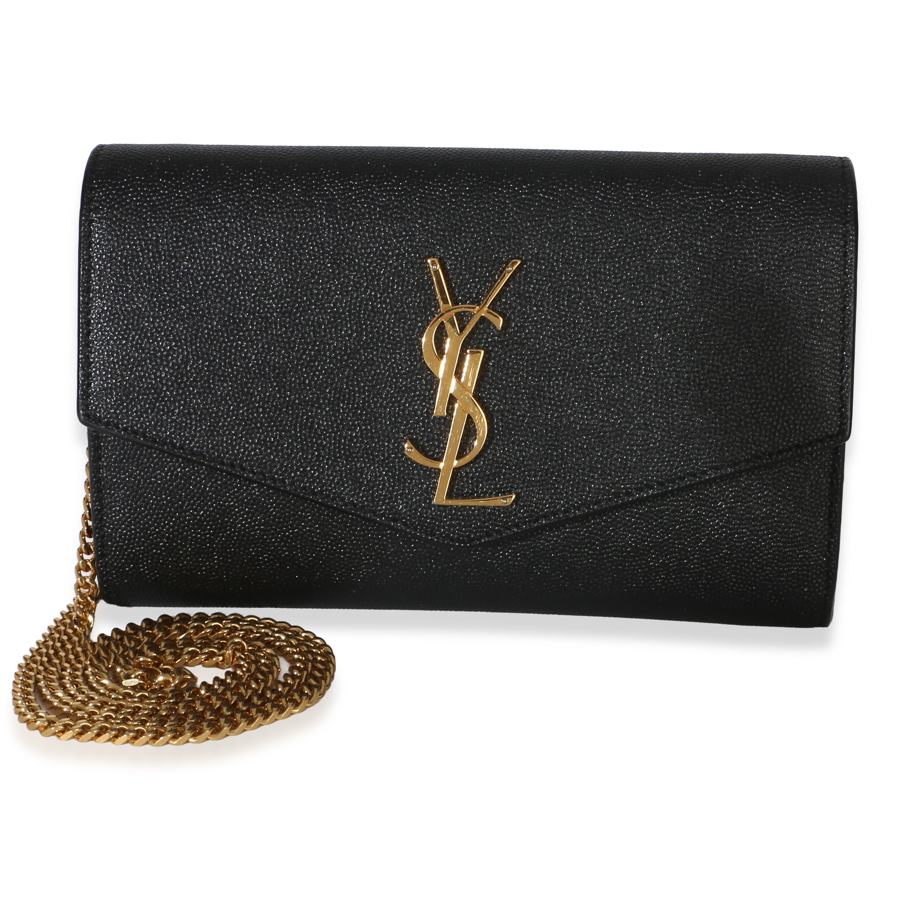 Black Grain de Poudre Uptown Chain Wallet