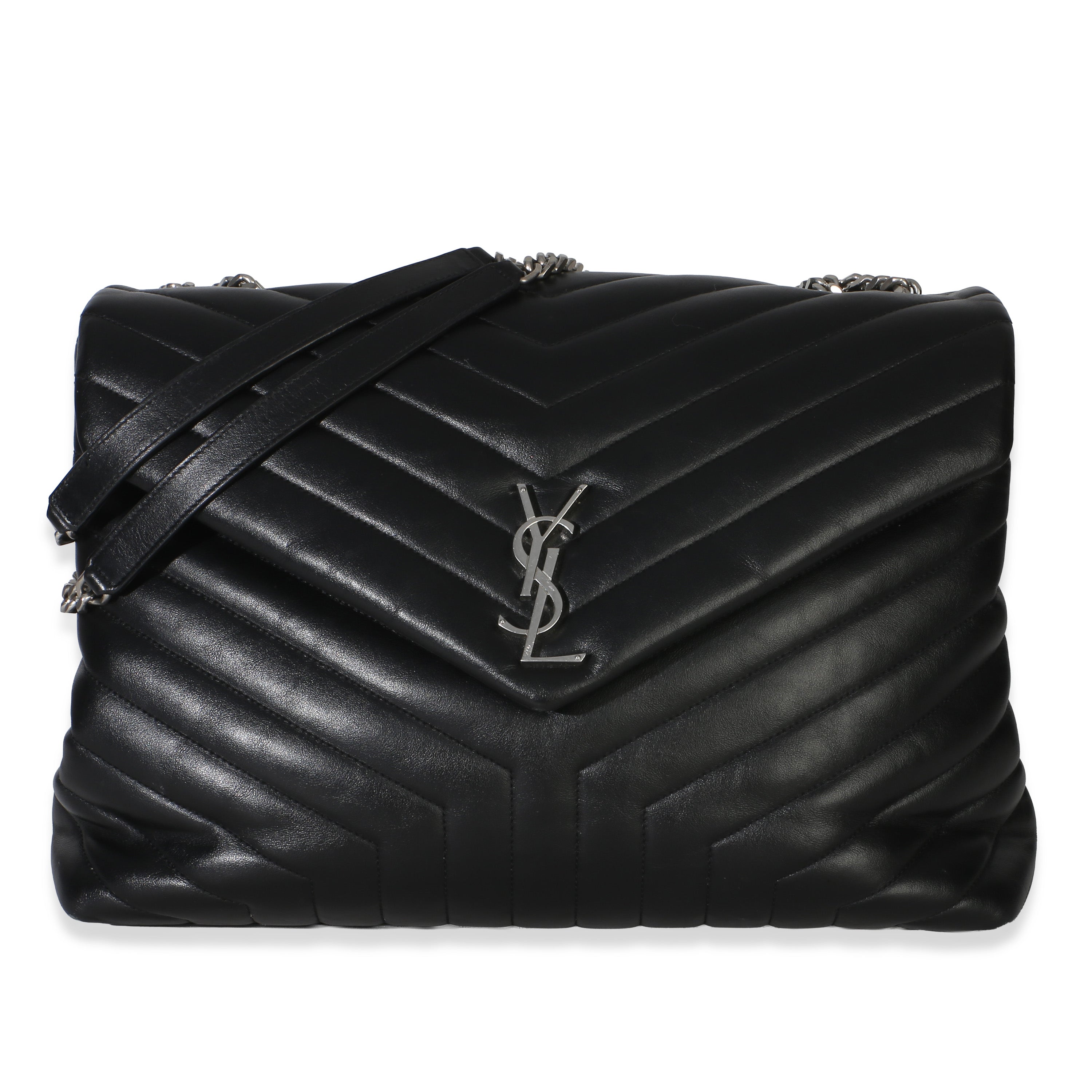Black Matelassé Calfskin Large Loulou Bag
