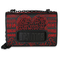 Black Red Embroidered Heart Clover Beaded JAdior Chain Flap Bag