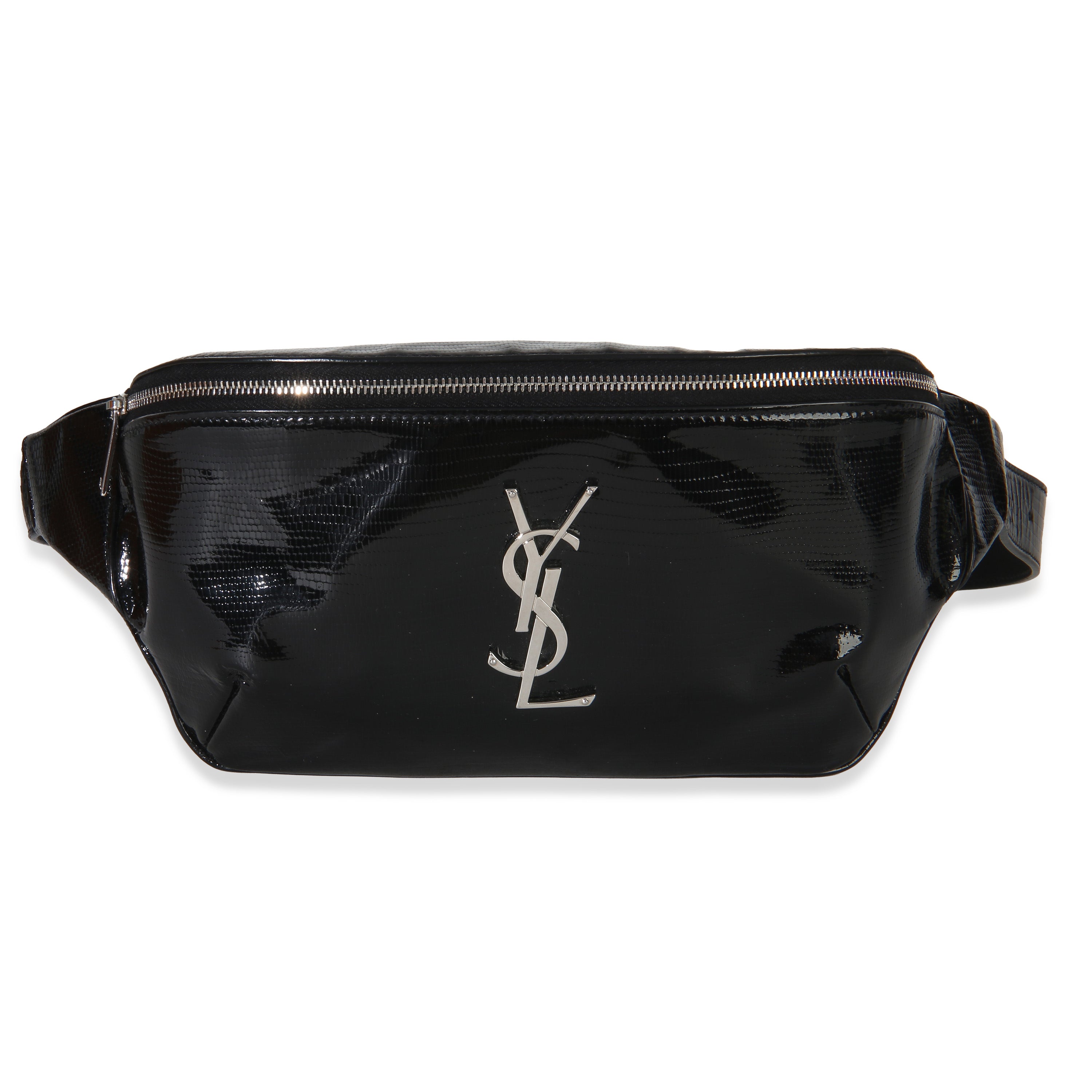 Black Calfskin Lizard Embossed Monogram Belt Bag