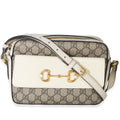 White GG Supreme Canvas Small 1955 Horsebit Shoulder Bag