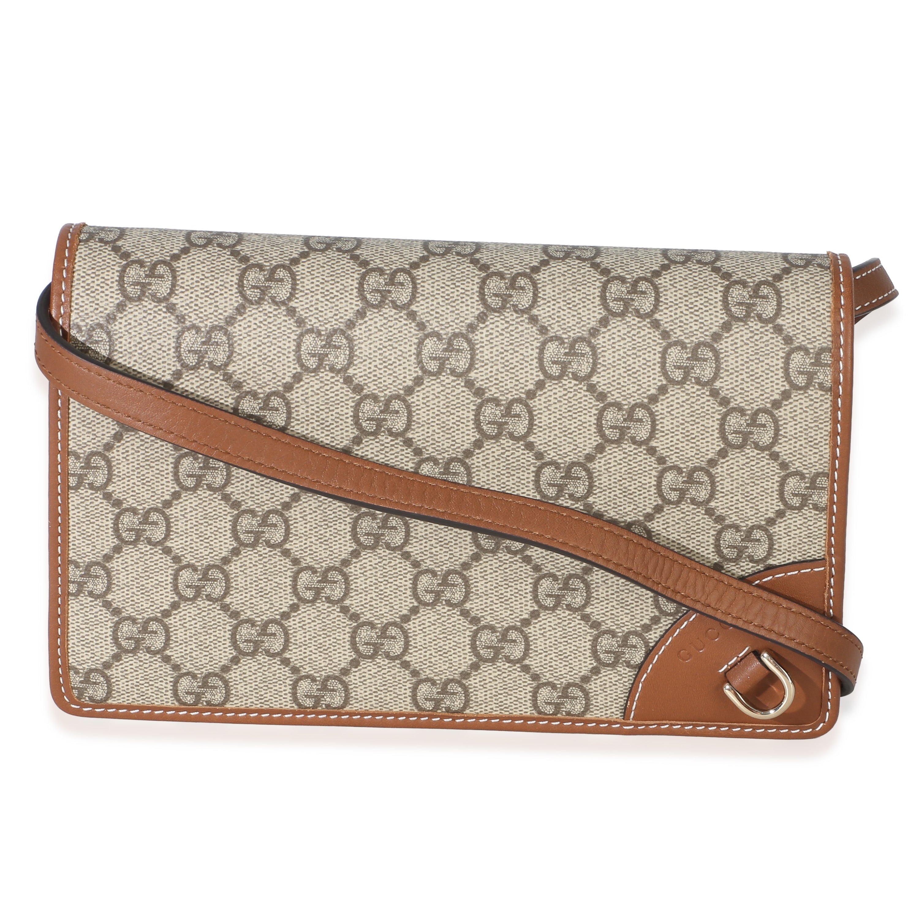 GG Supreme Monogram Textured Calfskin Emblem Super Mini Shoulder Bag