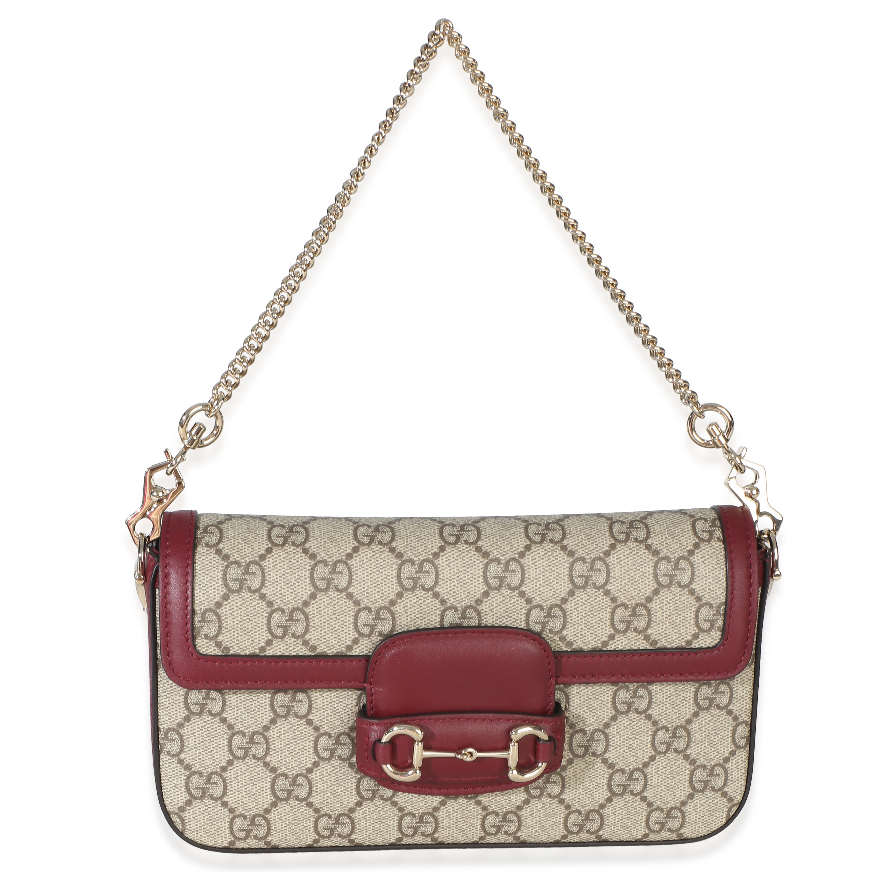 Red Beige Calfskin GG Supreme Soft Horsebit Small Shoulder Bag