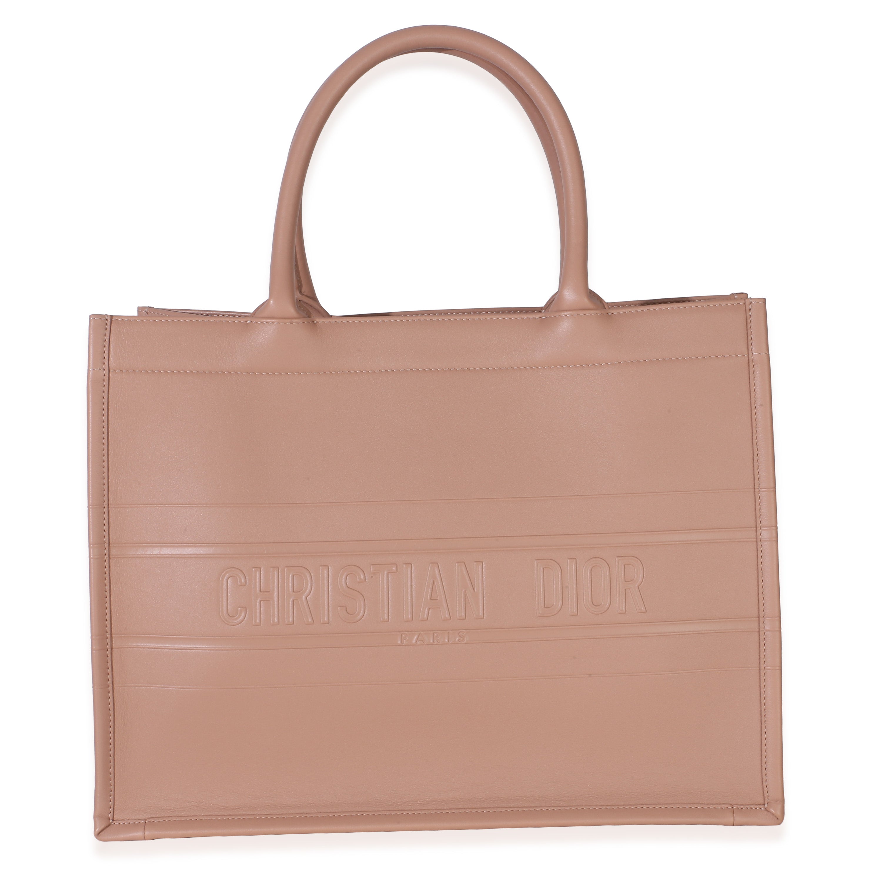 Light Pink Embossed Calfskin Medium Book Tote