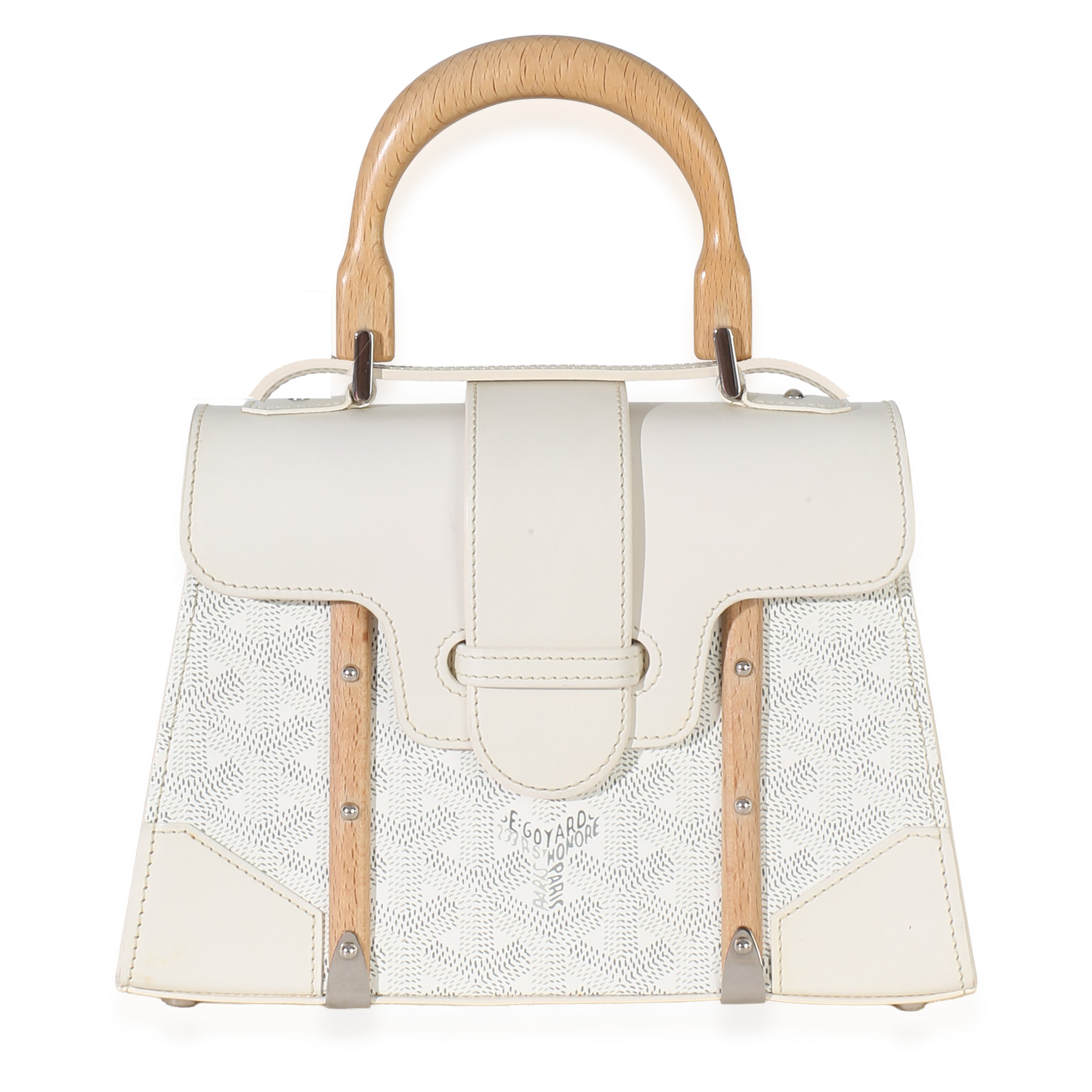 White Goyardine Canvas Structure Mini Saigon Top Handle
