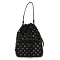 Black Tessuto Nylon Saffiano Grommet Mini Bucket Bag