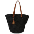 Black Raffia Medium Panier Tote