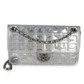 Silver PVC Calfskin Ice Cube Flap Bag