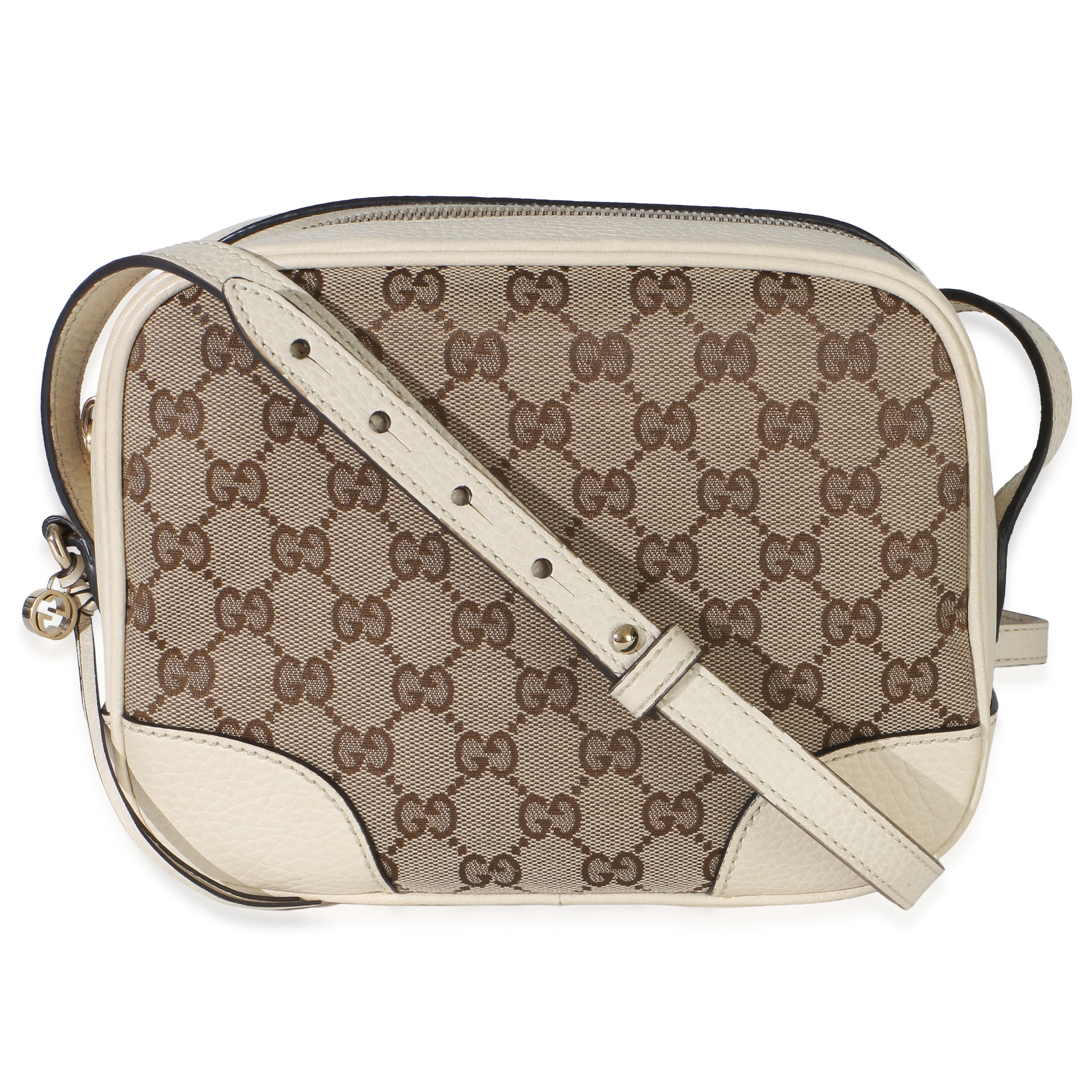 Cream Dollar Calfskin Beige GG Canvas Bree Mini Messenger Bag